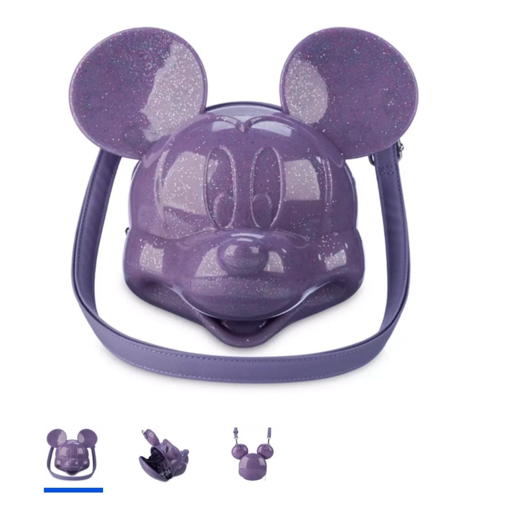 Disney Mickey Mouse Purple Glitter Molded Clutch Bag NWT
